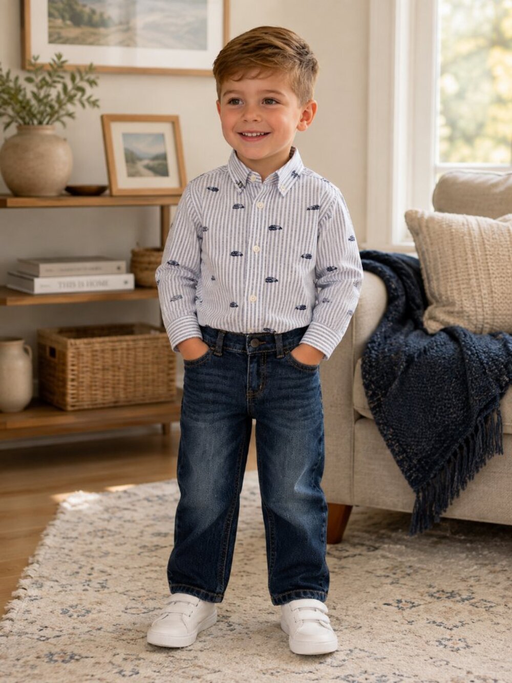 NWT Toddler Boy Outfit Set 3T Gymboree Train Shirt & OshKosh Classic Fit Jeans